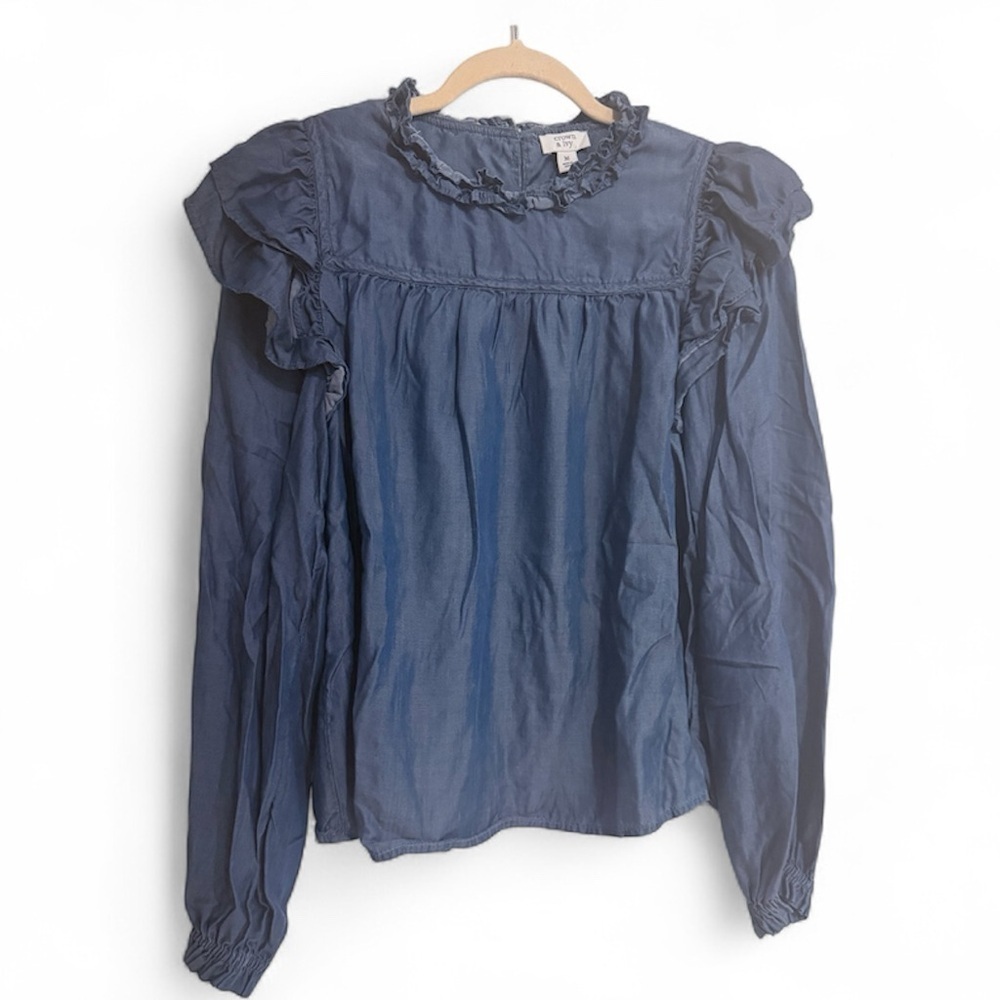 Long Sleeve Ruffle Tencel Top​​​